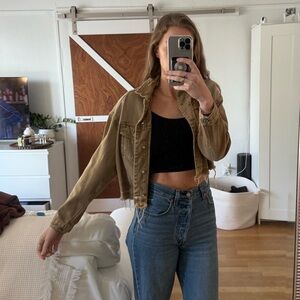 Cropped Brown Jean Jacket